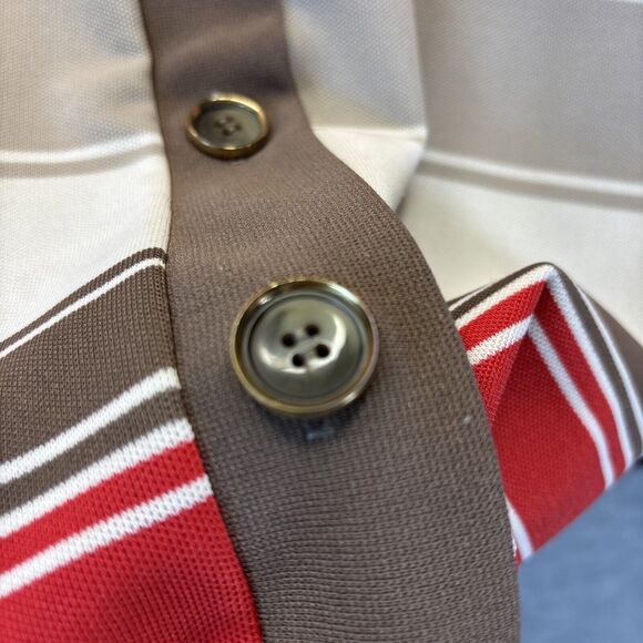 True Vintage 60s 70s Rust Orange Brown Cardigan Jacket Striped W’s S Disco Retro - Picture 4 of 11